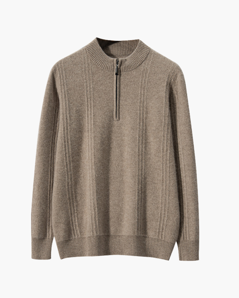 100% Cashmere Ribbed Half Zip - Areistore
