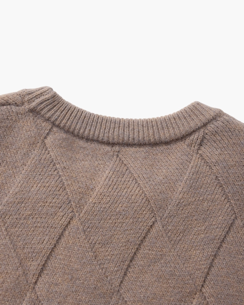 Diamond Knit Crewneck Sweater - Areistore