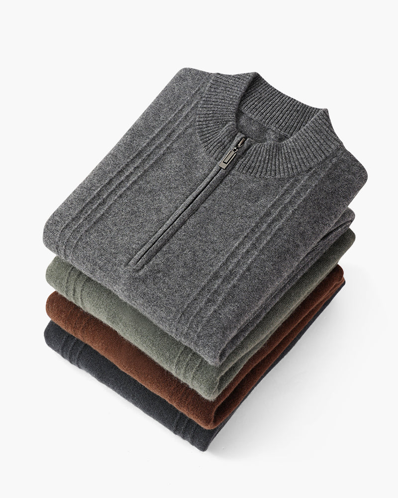 100% Cashmere Ribbed Half Zip - Areistore