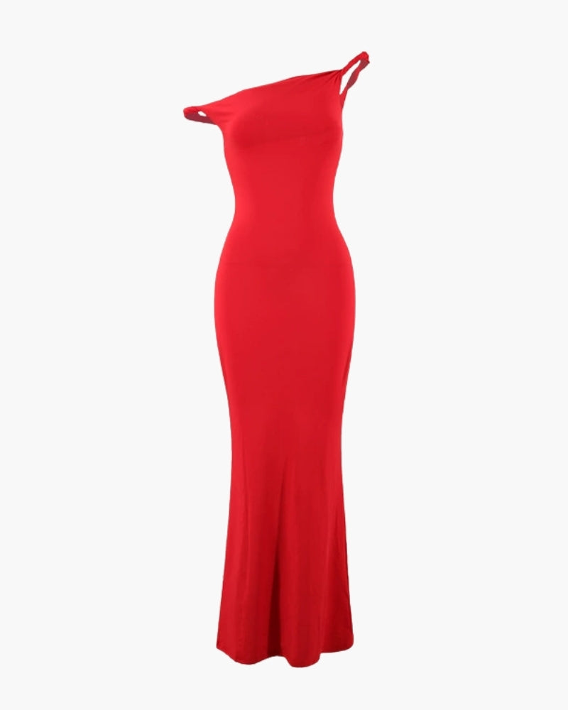 One-Shoulder Bodycon Long Dress - Areistore
