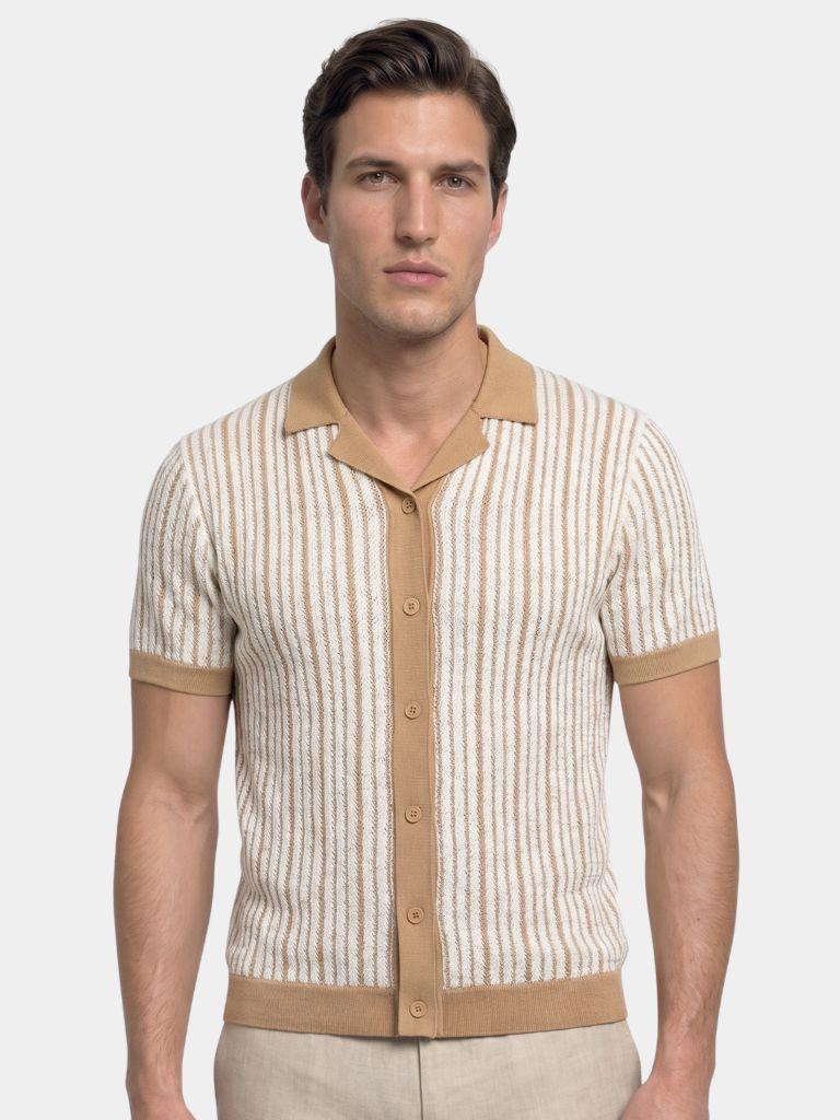 Striped Knit Polo Shirt - Areistore