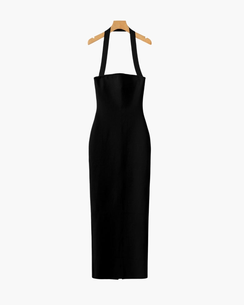 Halter Neck Slim Fit Maxi Dress - Areistore