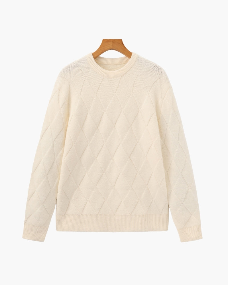 Diamond Knit Crewneck Sweater - Areistore