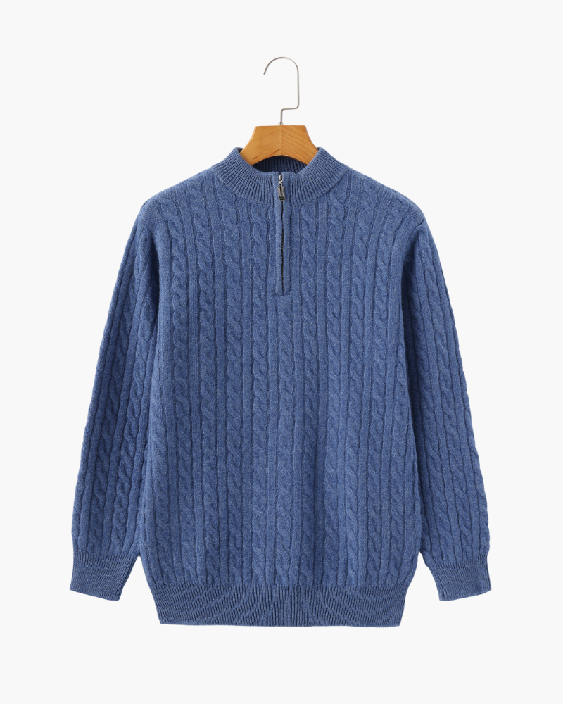 100% Cashmere Woven Half Zip - Areistore