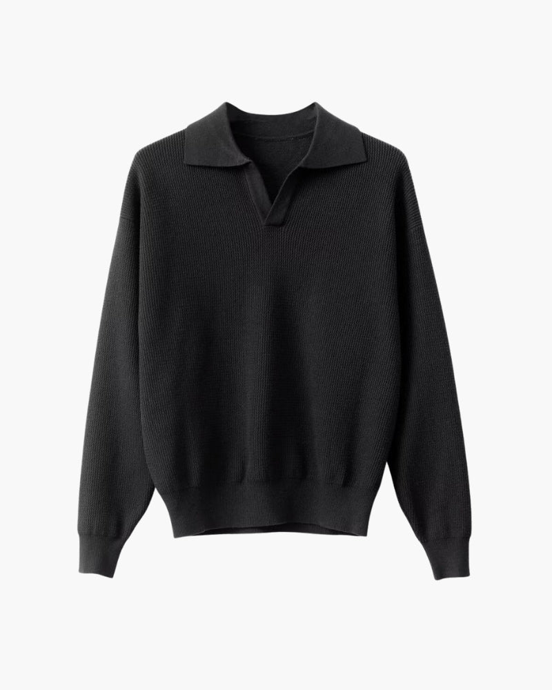 Textured Knit Polo Sweater - Areistore