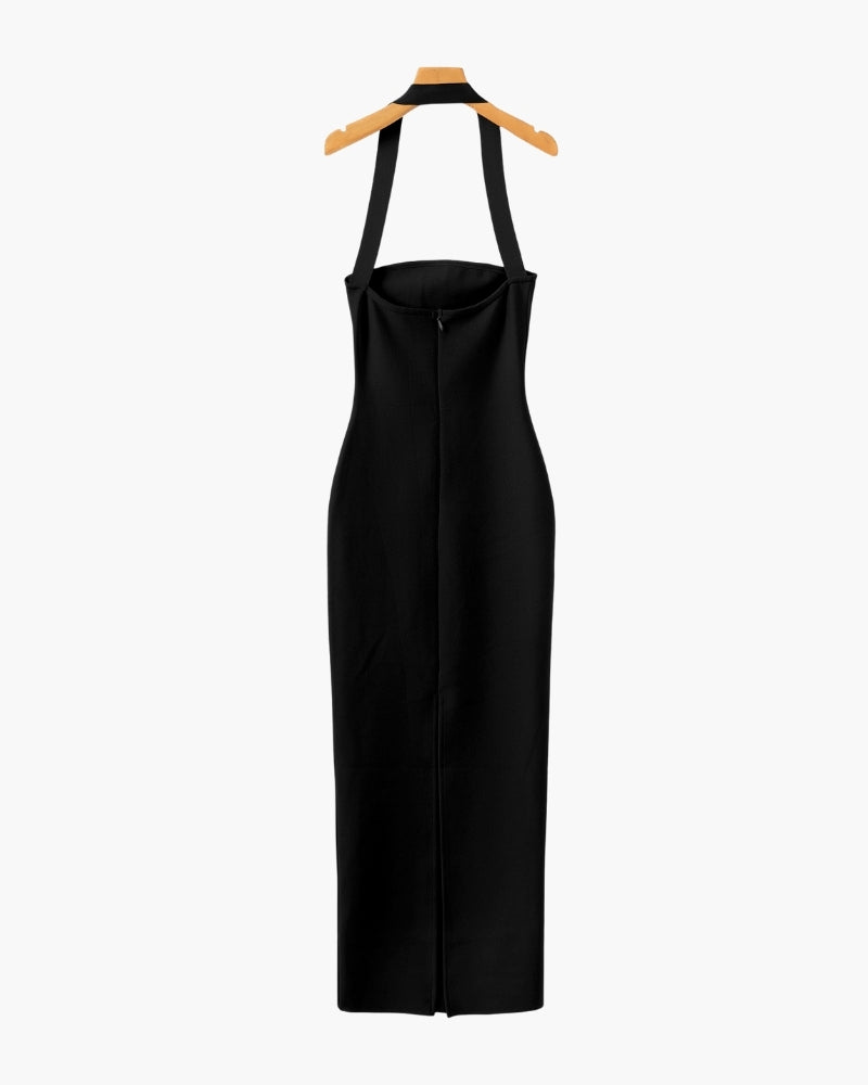 Halter Neck Slim Fit Maxi Dress - Areistore
