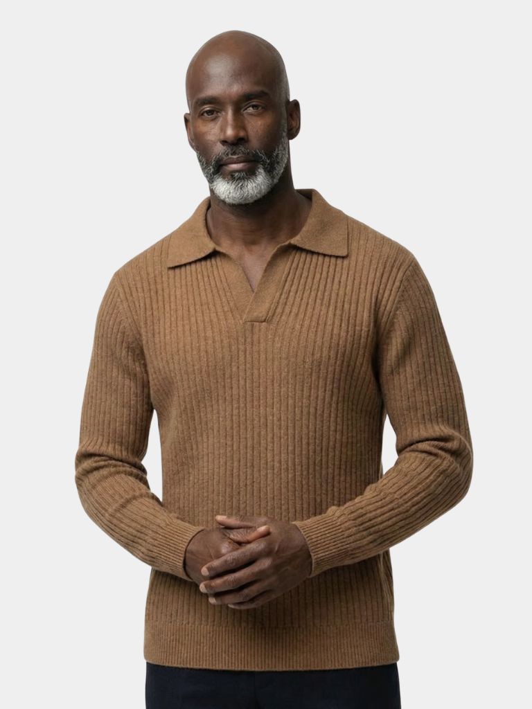 V-Neck Polo Pullover Ribbed - Areistore