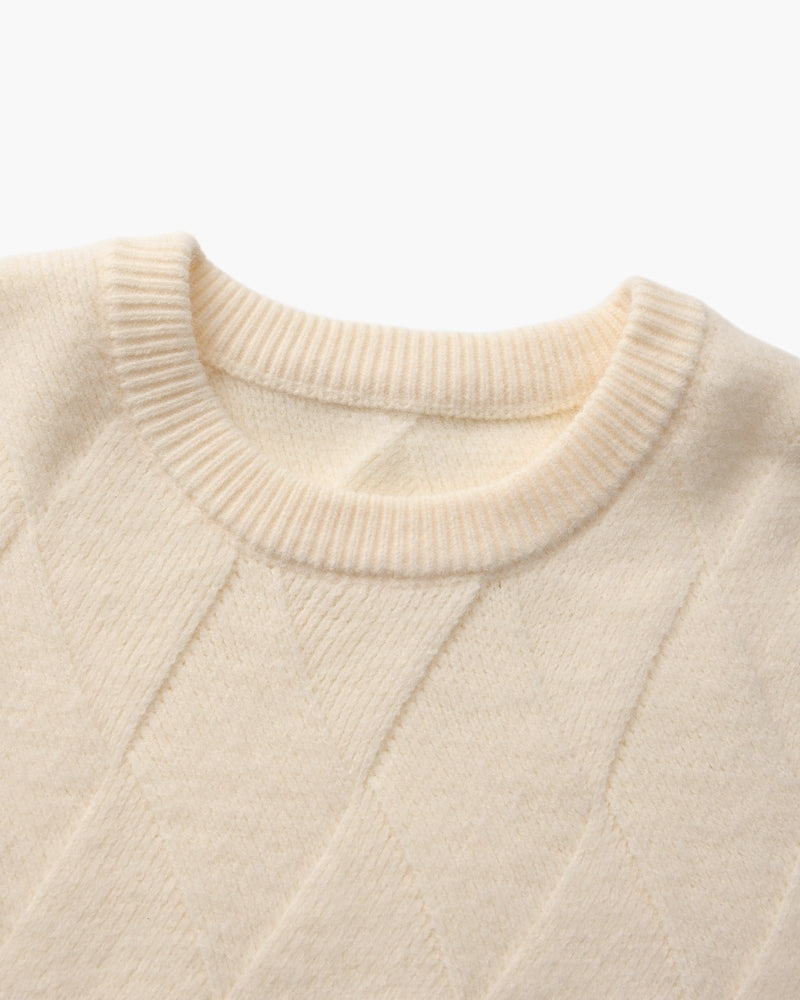Diamond Knit Crewneck Sweater - Areistore