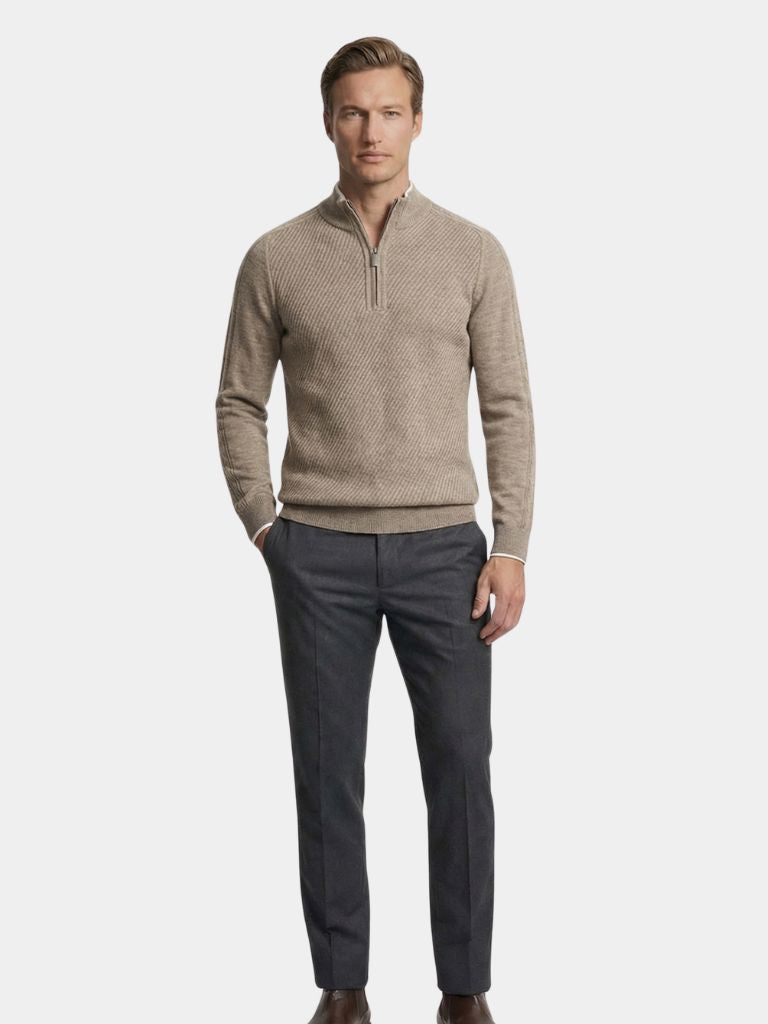 Stripe Quarter Zip Wool Sweater - Areistore