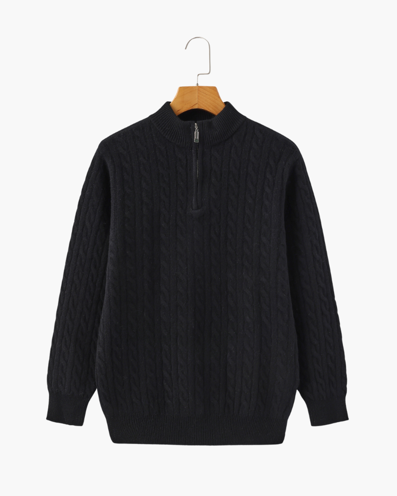 100% Cashmere Woven Half Zip - Areistore