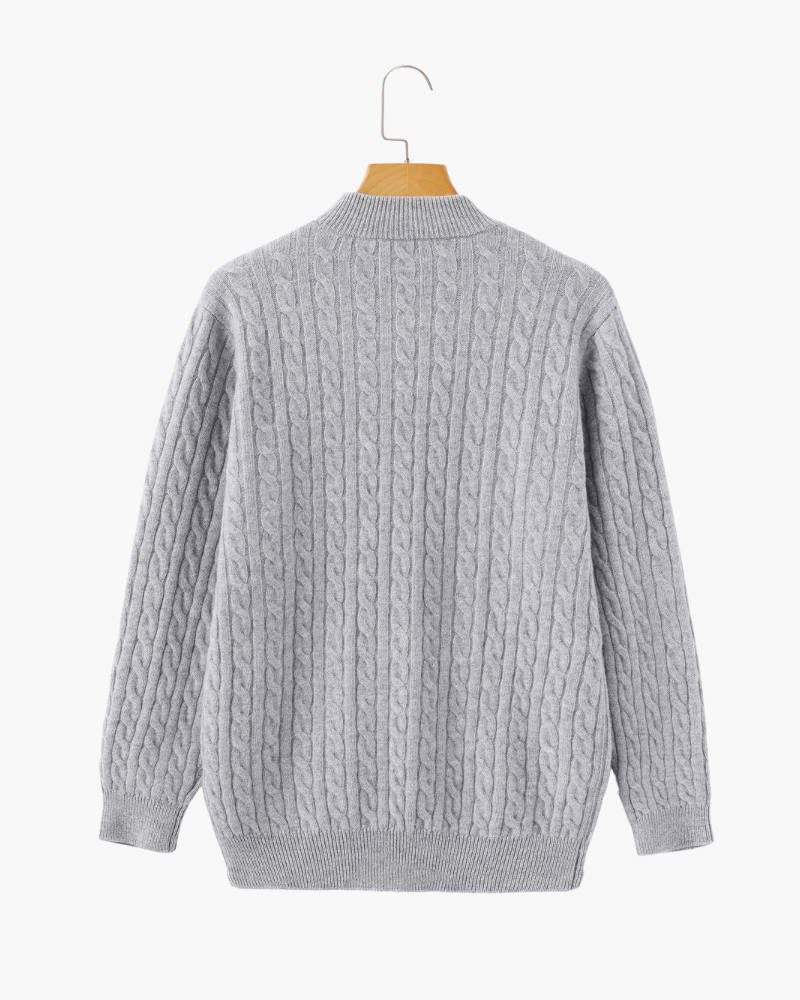 100% Cashmere Woven Half Zip - Areistore