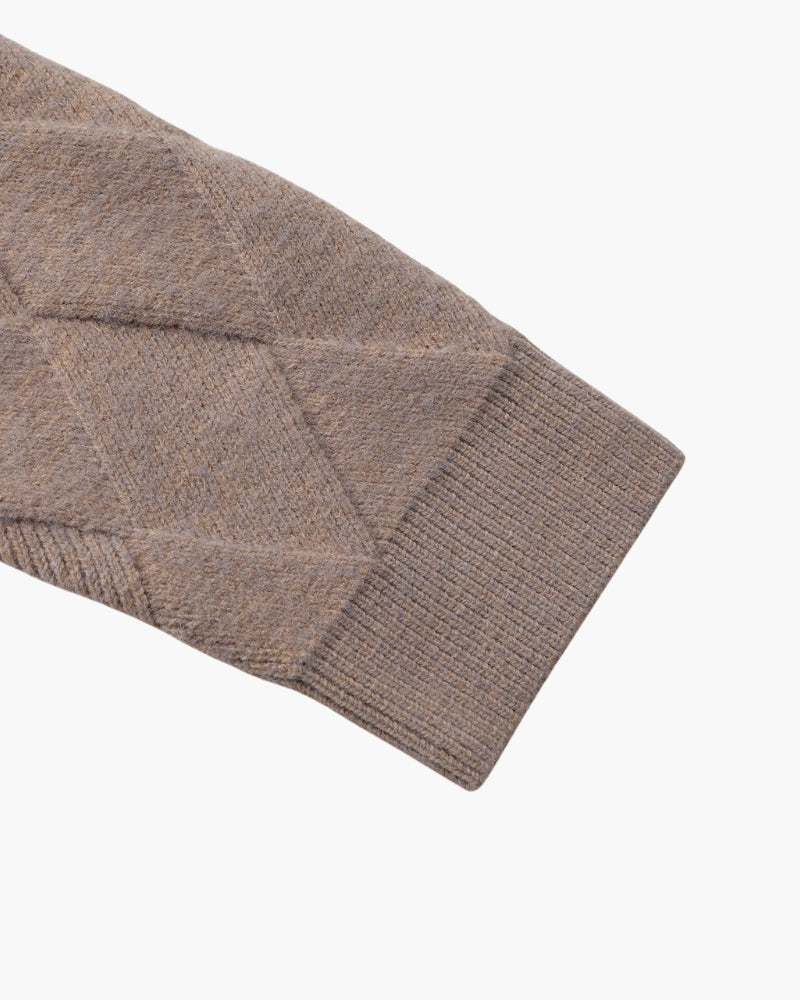 Heritage Diamond Knit Zip Cardigan - Areistore