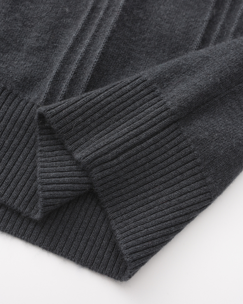 100% Cashmere Ribbed Half Zip - Areistore