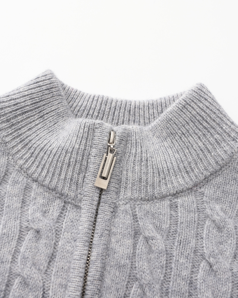 100% Cashmere Woven Half Zip - Areistore