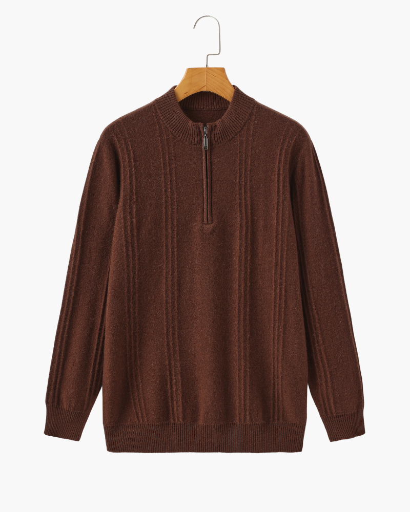 100% Cashmere Ribbed Half Zip - Areistore
