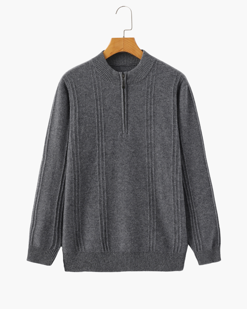 100% Cashmere Ribbed Half Zip - Areistore