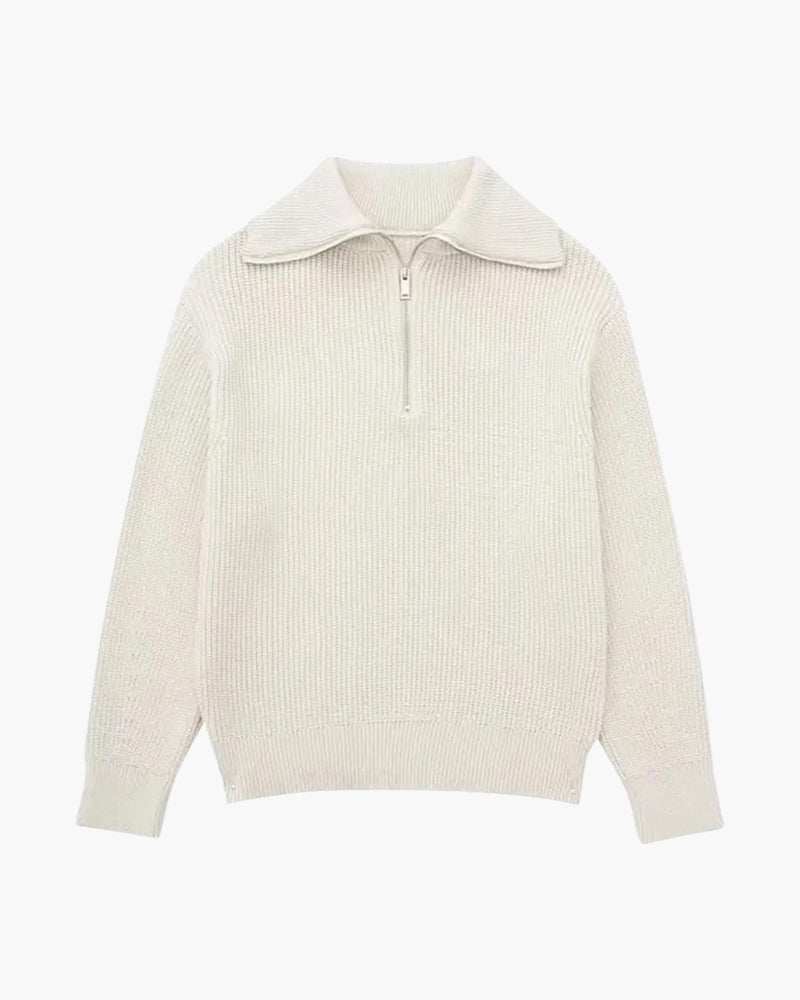Striped Zip Up Sweater - Areistore