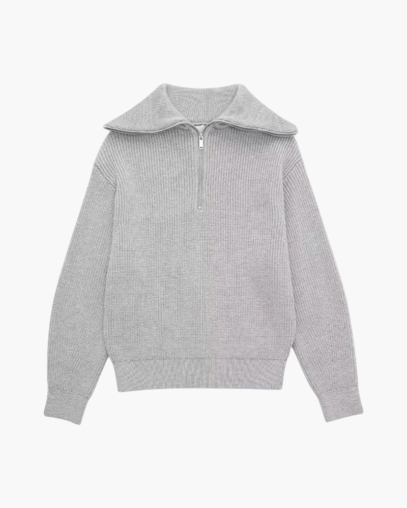 Striped Zip Up Sweater - Areistore