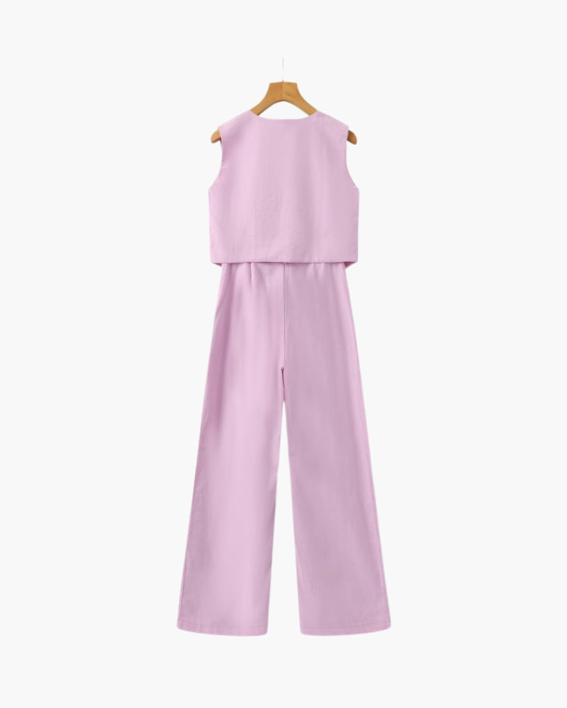 Classy Lady - Linen Two-piece Set - Areistore