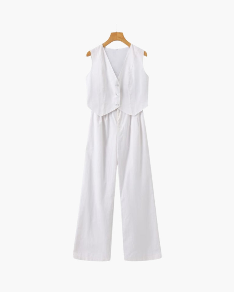 Classy Lady - Linen Two-piece Set - Areistore