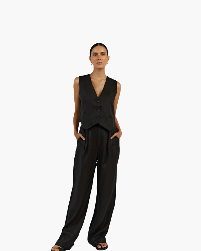 Classy Lady - Linen Two-piece Set - Areistore