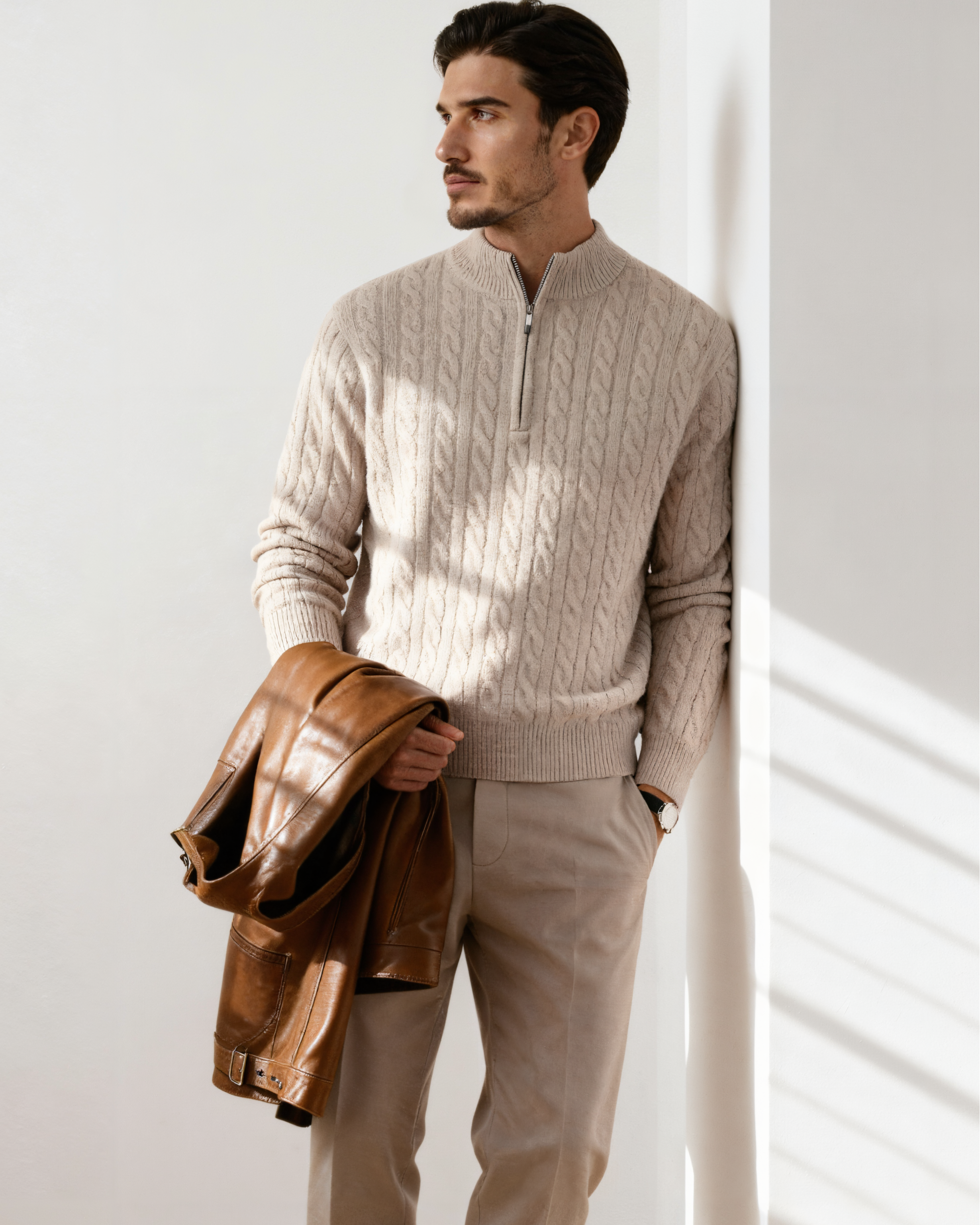 100% Cashmere Woven Half Zip - Areistore