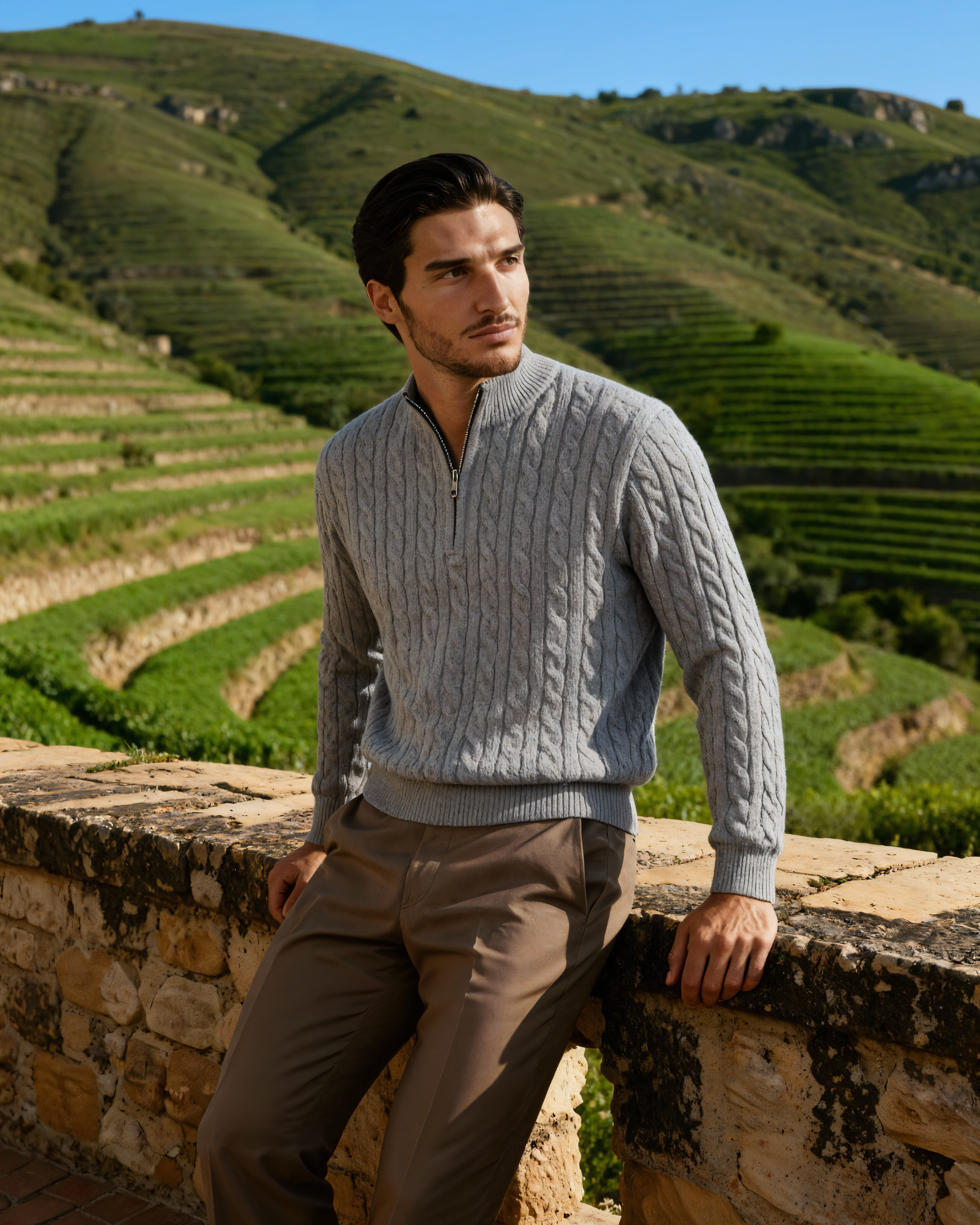 100% Cashmere Woven Half Zip - Areistore