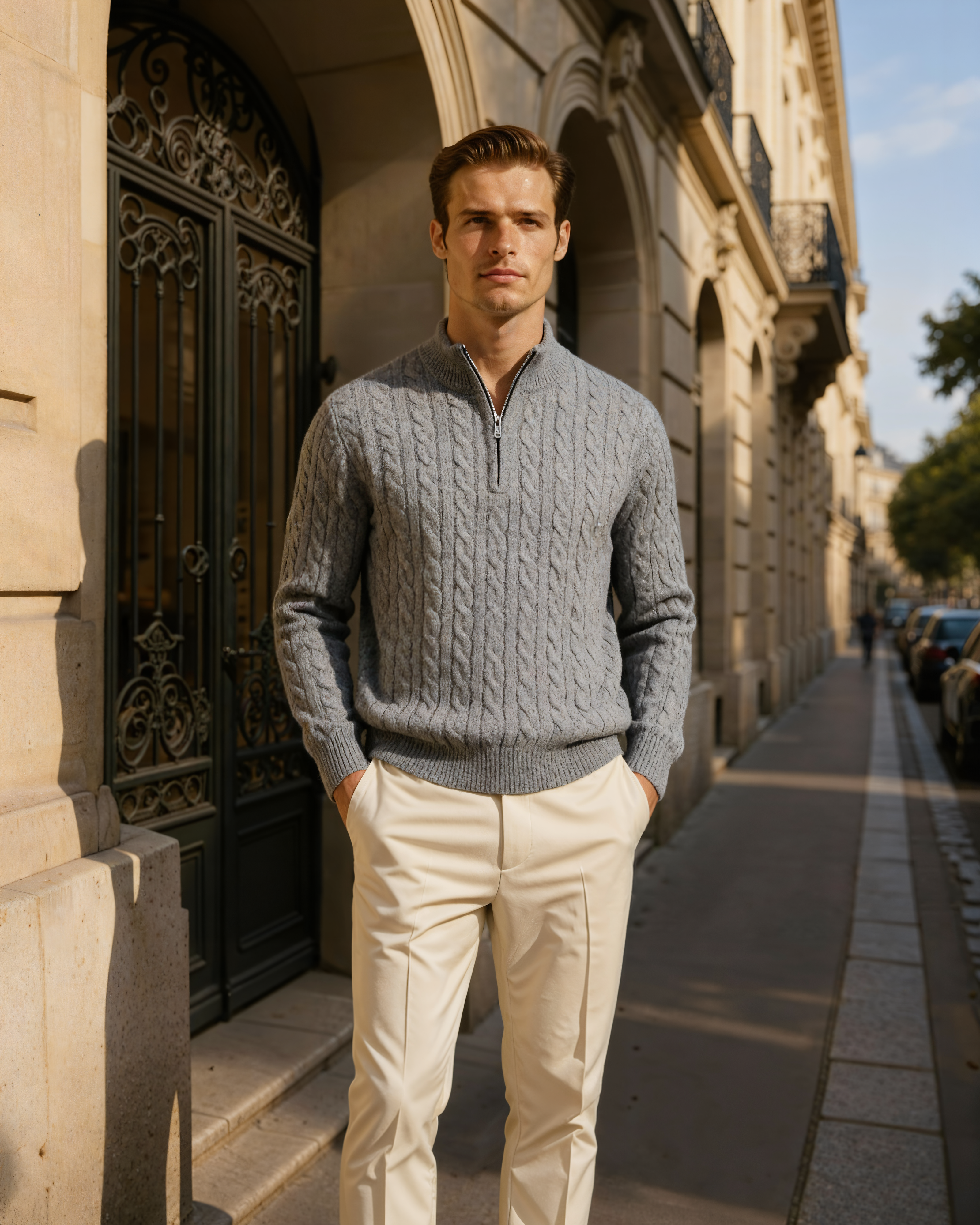 100% Cashmere Woven Half Zip - Areistore