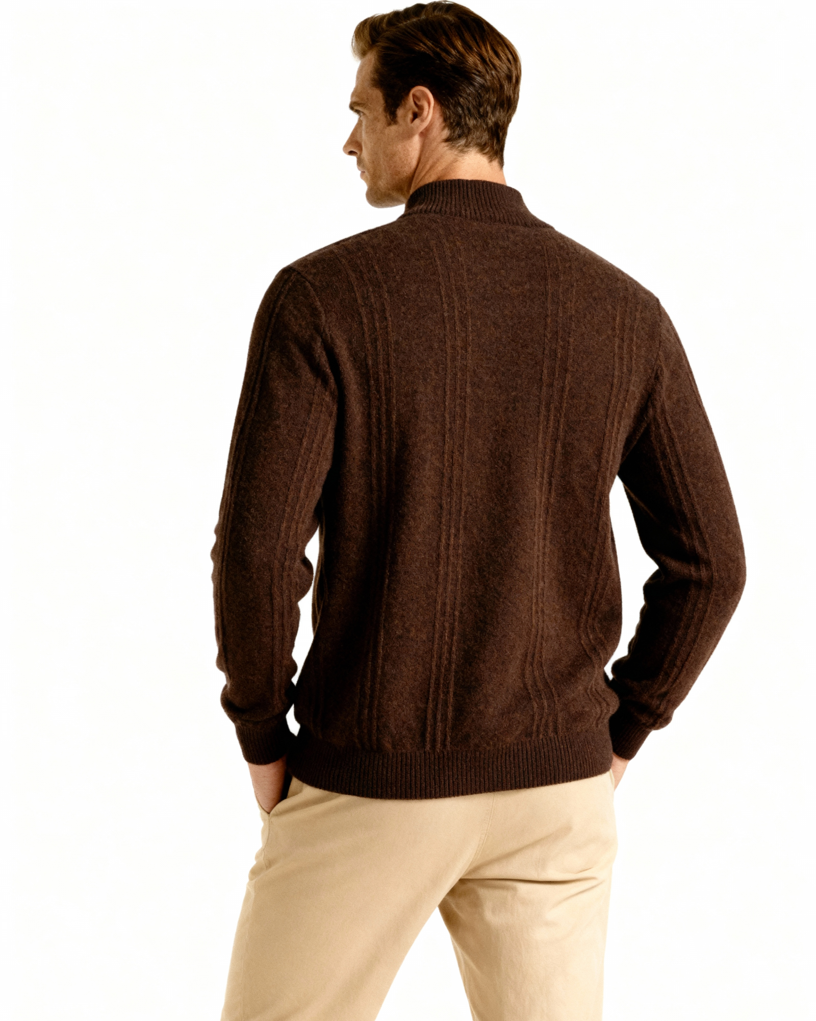 100% Cashmere Ribbed Half Zip - Areistore