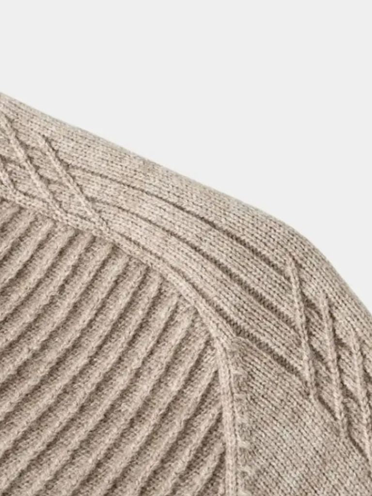 Stripe Quarter Zip Wool Sweater - Areistore