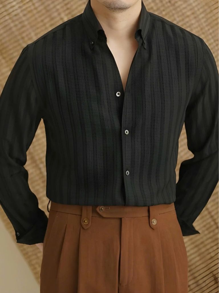 Striped Button Down Seersucker Shirt - Areistore
