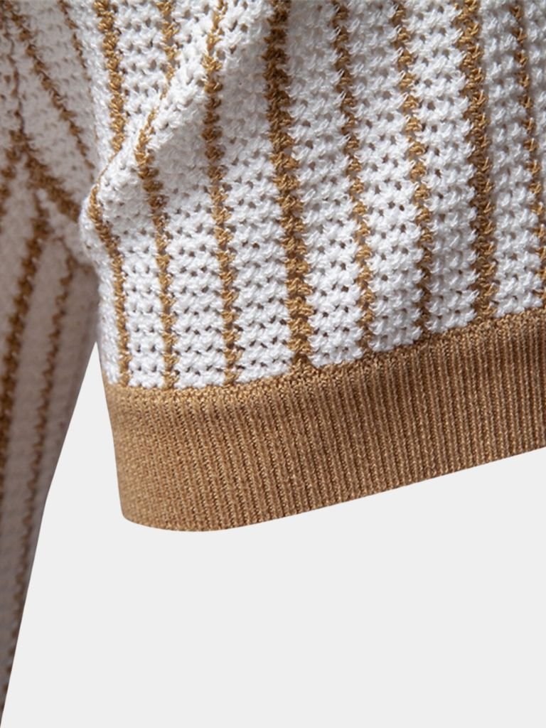 Striped Knit Polo Shirt - Areistore