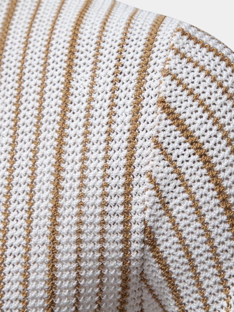 Striped Knit Polo Shirt - Areistore