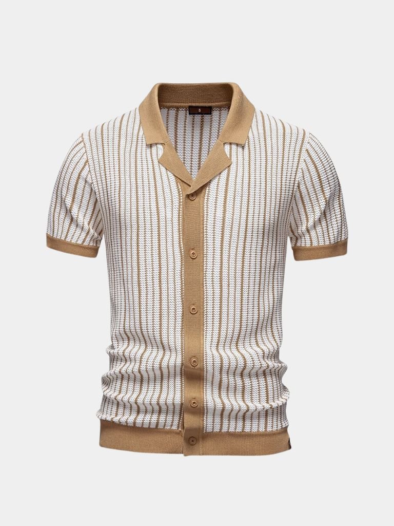 Striped Knit Polo Shirt - Areistore