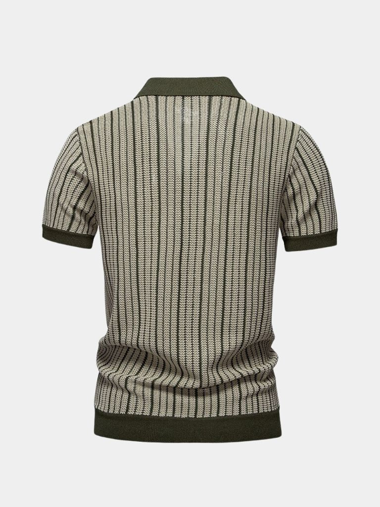 Striped Knit Polo Shirt - Areistore