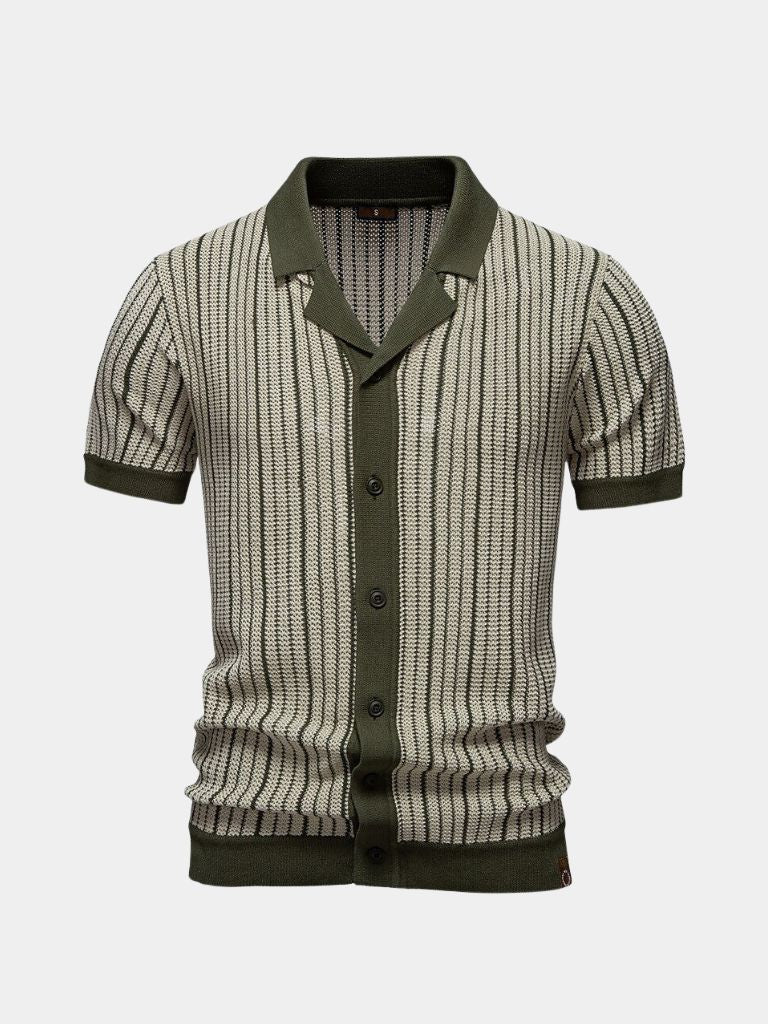 Striped Knit Polo Shirt - Areistore