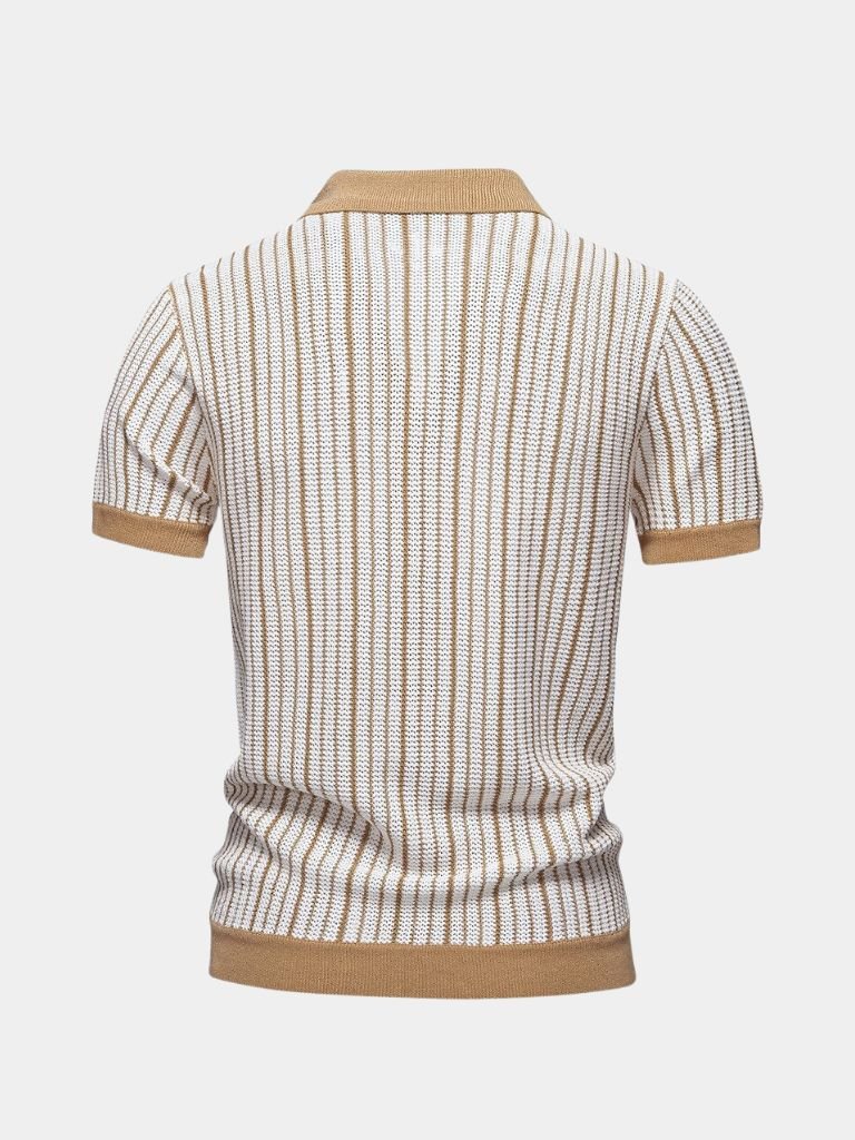 Striped Knit Polo Shirt - Areistore