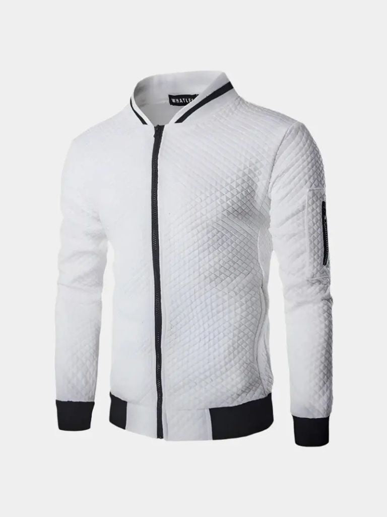 Textured Casual Bomber Jacket - Areistore