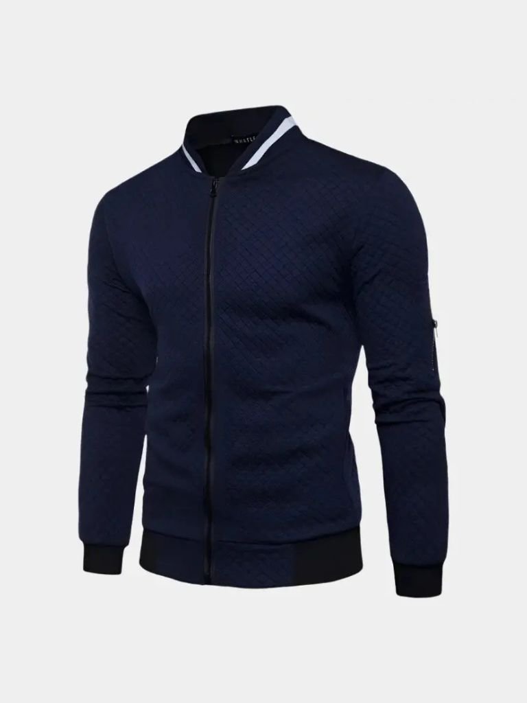 Textured Casual Bomber Jacket - Areistore