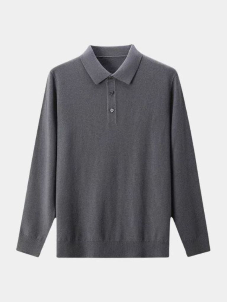 Wool Knit Button Up Polo Pullover - Areistore